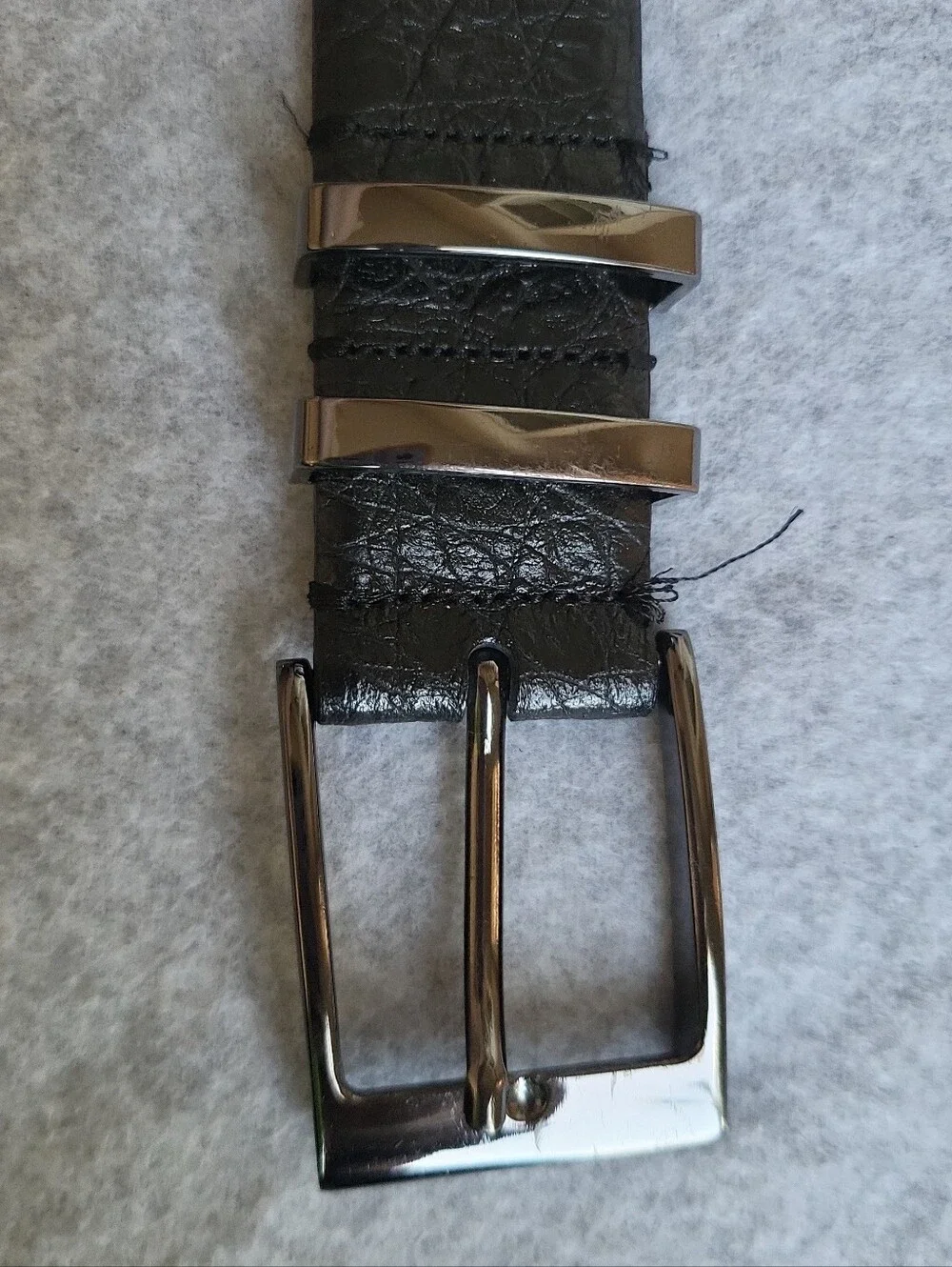 Italian Leather Belt Mens 36/90 Black Crocodile Embossed Gunmetal Handmade Italy